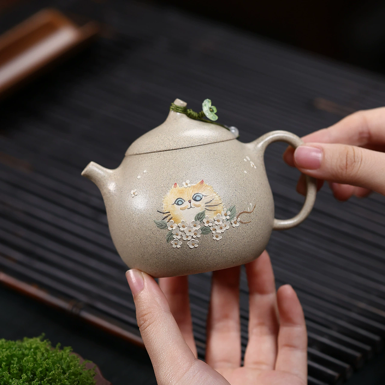 Purple Clay Teapot (Exquisite Cat & Eggplant Pattern) - Image 5
