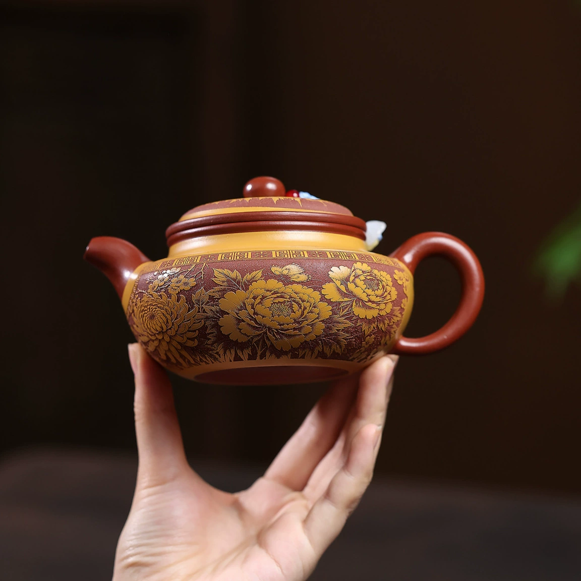 Handmade Dual-Color Wealth Abundant Archaic Yixing Tea Pot - Image 5