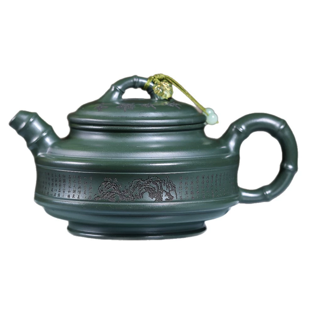 Handmade Bamboo Shadow Bamboo Drum Zisha Teapot - Image 2