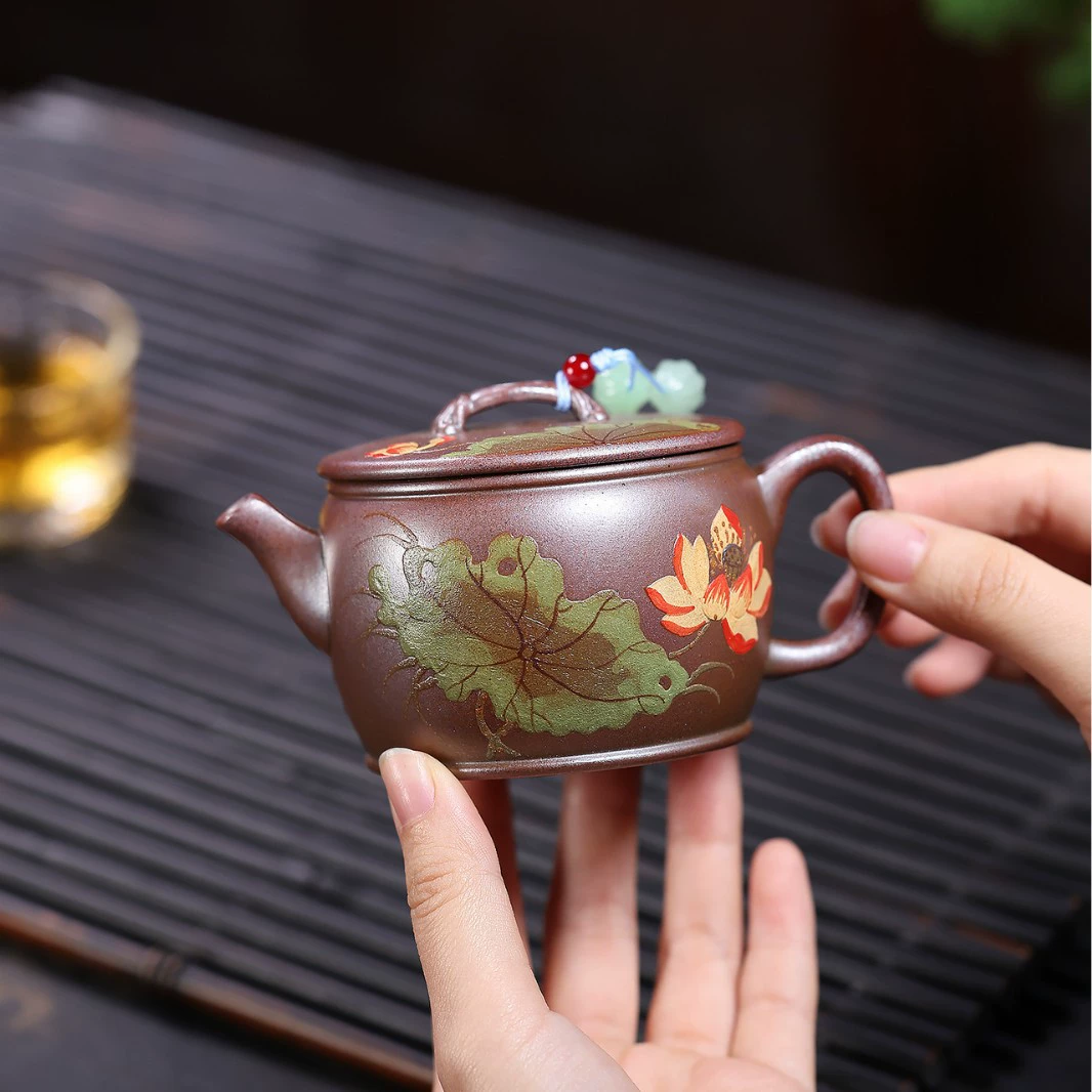 Full Handmade Wood-Fired Lotus Han Wa Clay Tea Pot - Image 5