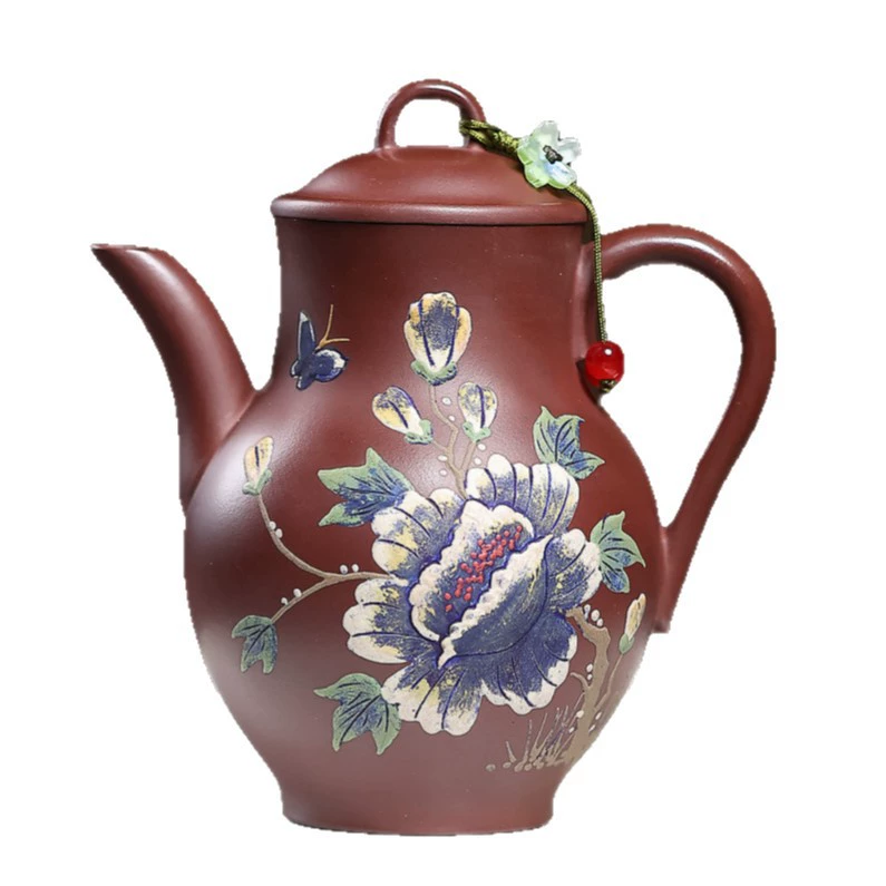 Premium Handcrafted Butterfly & Peony Literati Yixing Zisha Teapot - Image 2