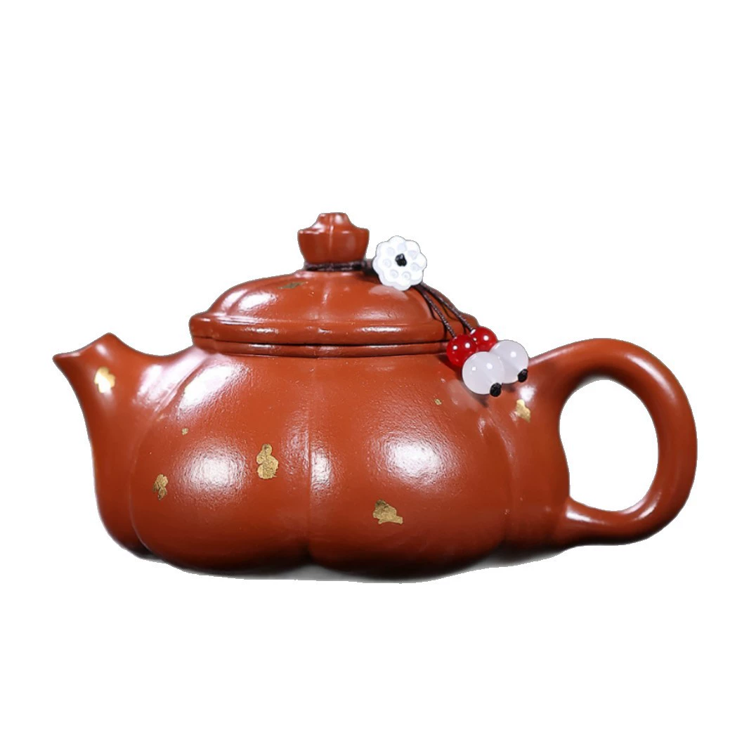 Handmade Gold Splashed Ribbed Hanjiang Zisha Teapot - Image 2