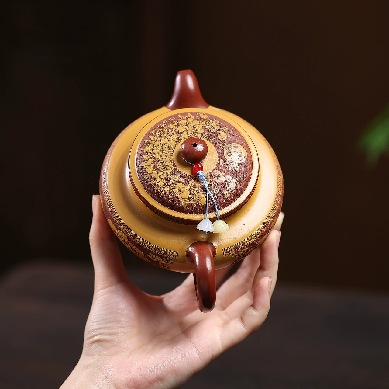 Handmade Dual-Color Wealth Abundant Archaic Yixing Tea Pot - Image 4