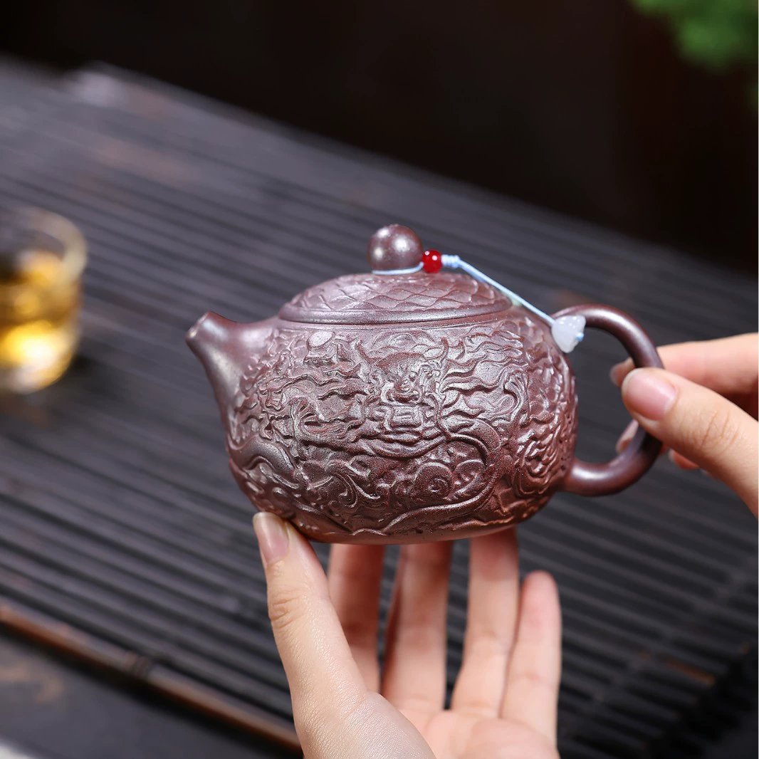 Handmade Dragon Pattern Xishi Chinese Tea Kettles - Image 5