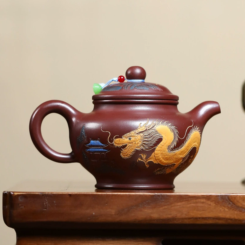 Large Capacity Auspicious Dragon Duo Zhi Zisha Teapot - Image 4