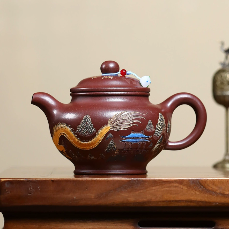 Large Capacity Auspicious Dragon Duo Zhi Zisha Teapot - Image 5