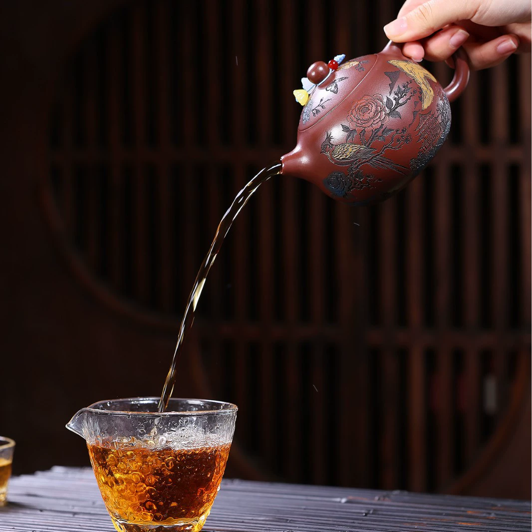Big Size Handcrafted Magpie Blossom Branch Yixing Zisha Teapot - Image 3