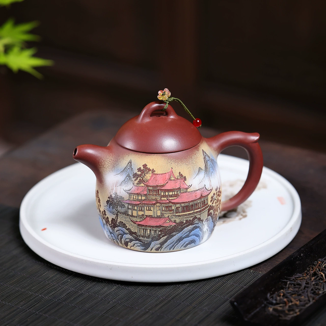 Handmade Painted Pavilion Qin Quan Zisha Teapot - Image 5