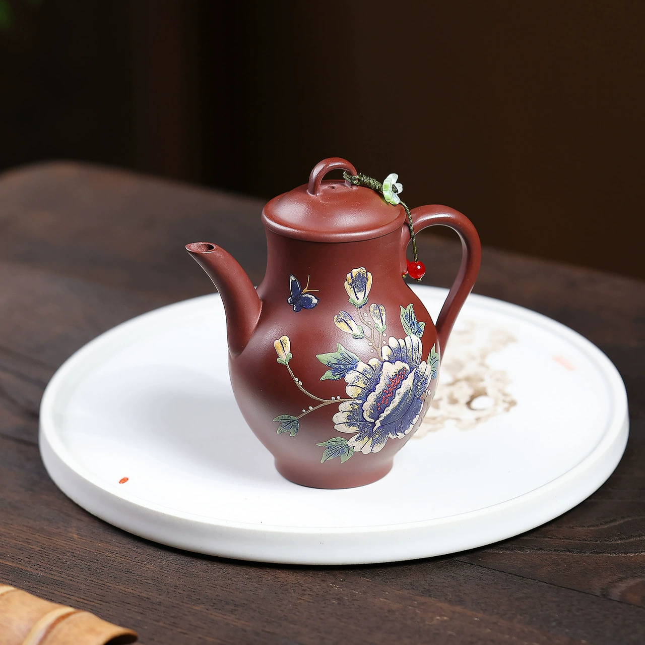 Premium Handcrafted Butterfly & Peony Literati Yixing Zisha Teapot - Image 5