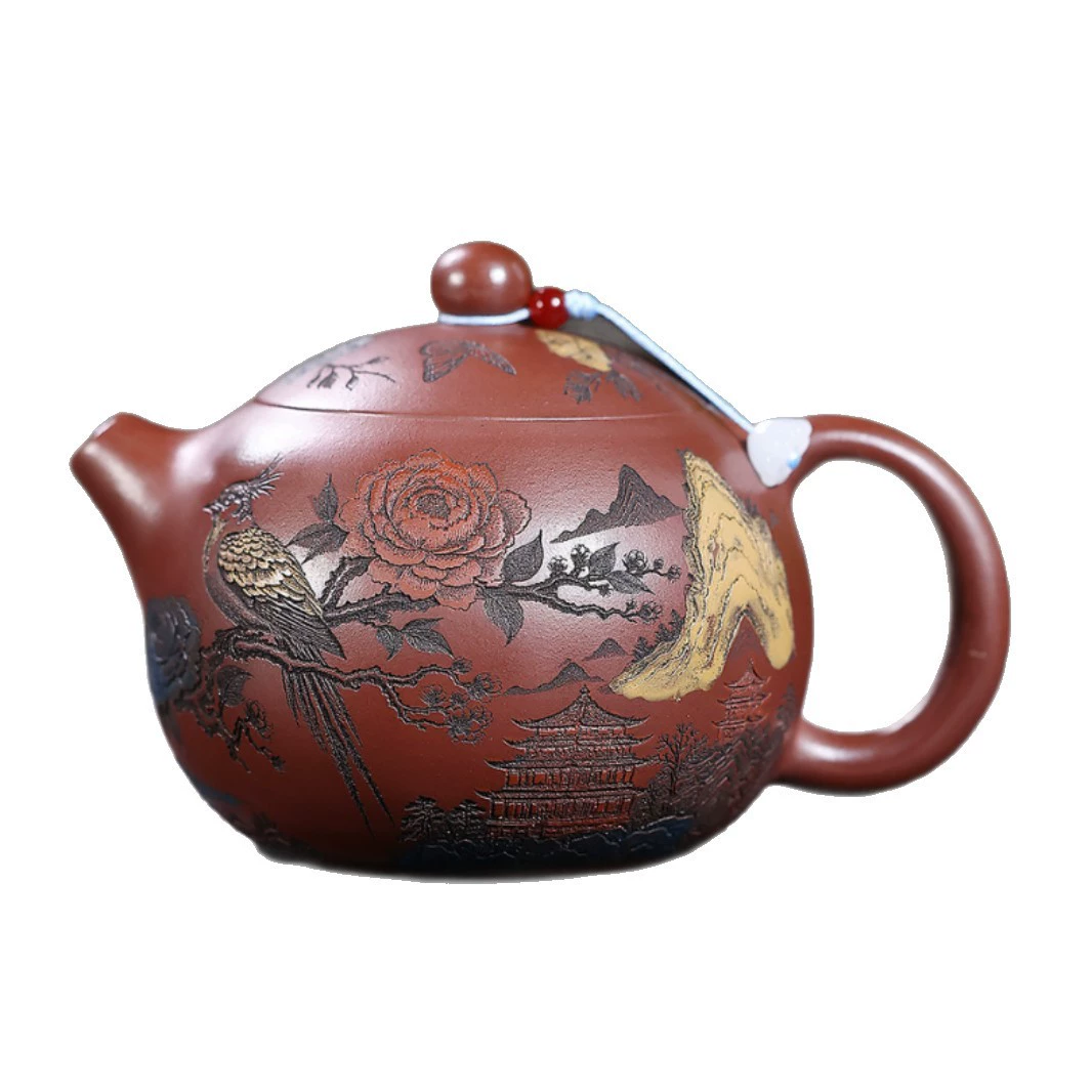 Big Size Handcrafted Magpie Blossom Branch Yixing Zisha Teapot - Image 2
