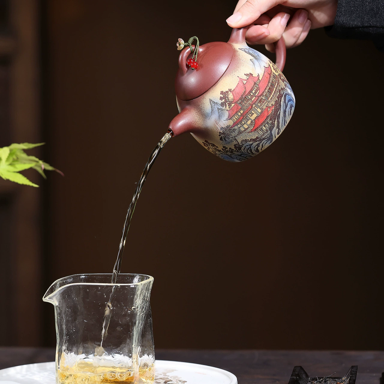 Handmade Painted Pavilion Qin Quan Zisha Teapot - Image 3