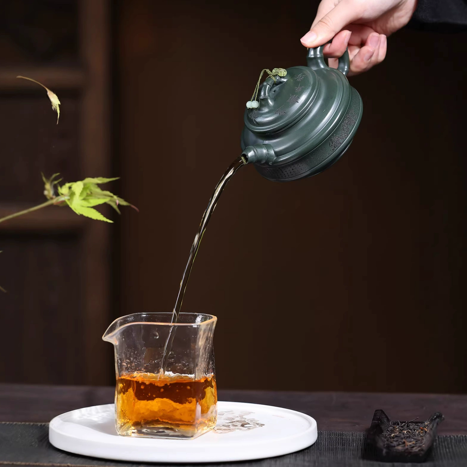 Handmade Bamboo Shadow Bamboo Drum Zisha Teapot - Image 3