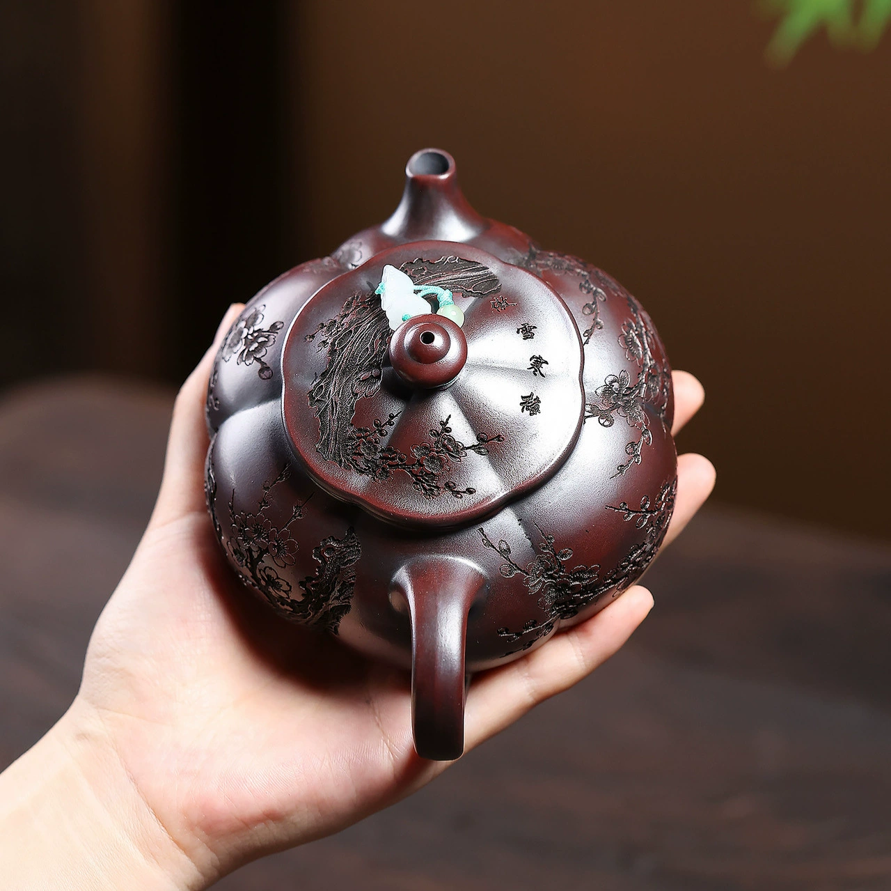 Handmade Ribbed Cold River Plum Seeking handmade teapot - Image 4