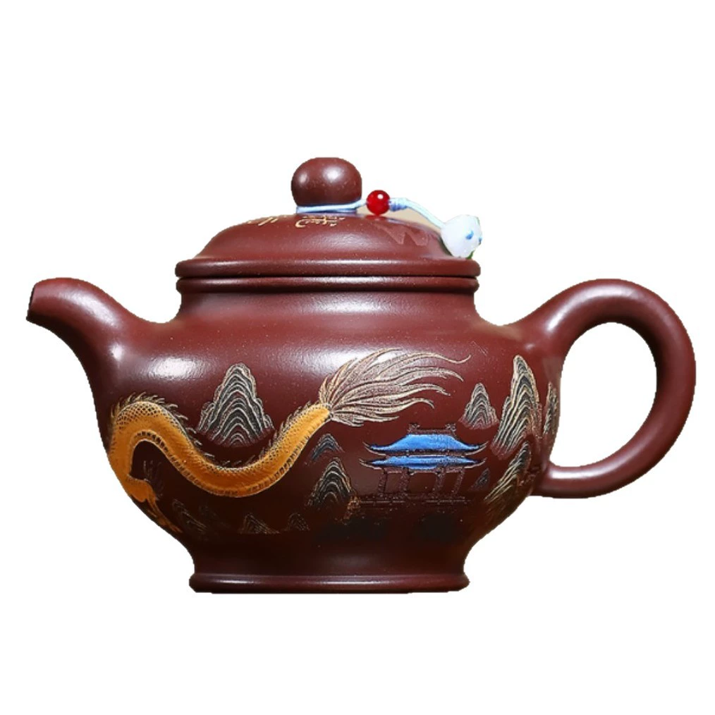 Large Capacity Auspicious Dragon Duo Zhi Zisha Teapot - Image 2