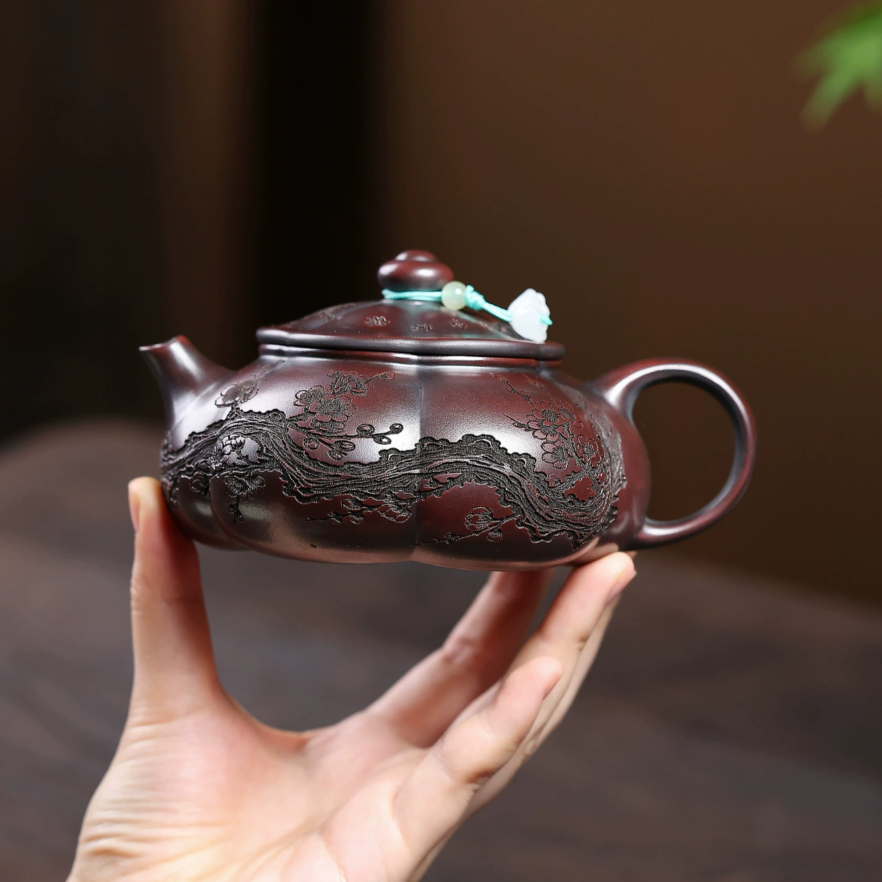Handmade Ribbed Cold River Plum Seeking handmade teapot - Image 5