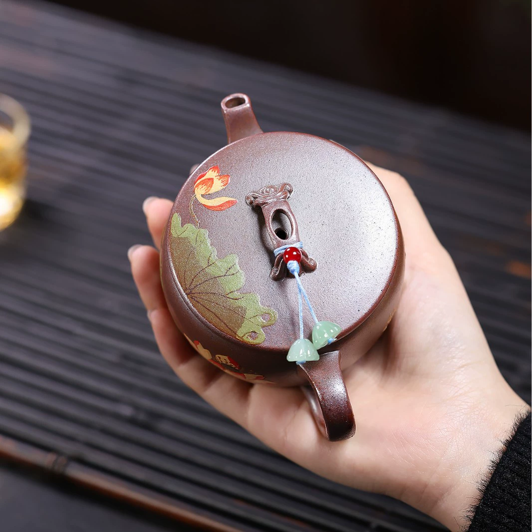 Full Handmade Wood-Fired Lotus Han Wa Clay Tea Pot - Image 4