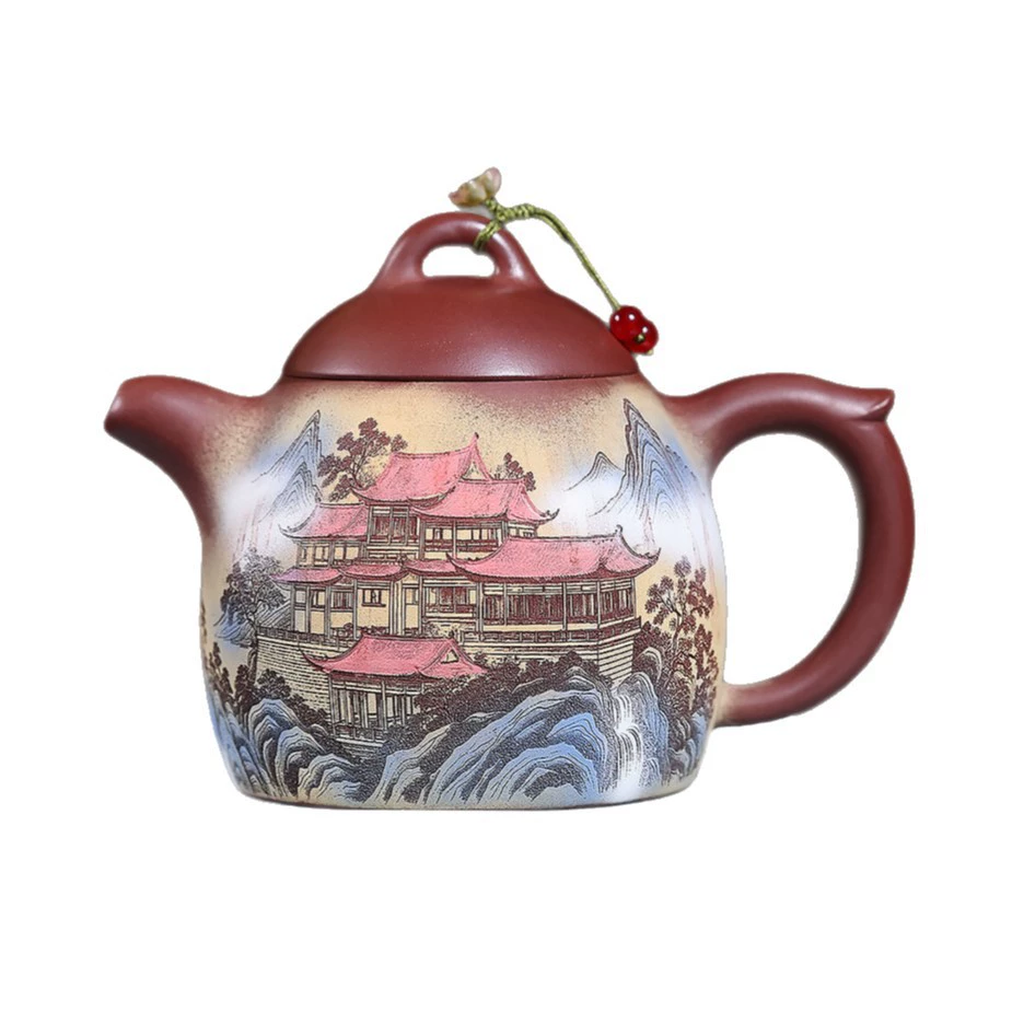 Handmade Painted Pavilion Qin Quan Zisha Teapot - Image 2
