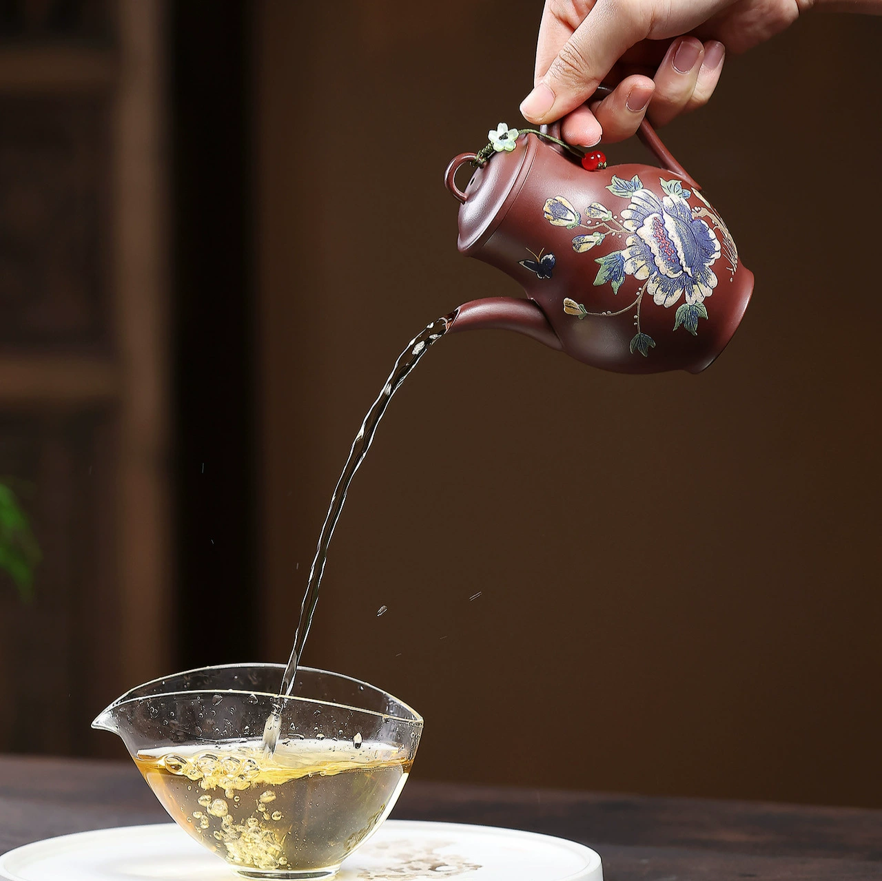 Premium Handcrafted Butterfly & Peony Literati Yixing Zisha Teapot - Image 3