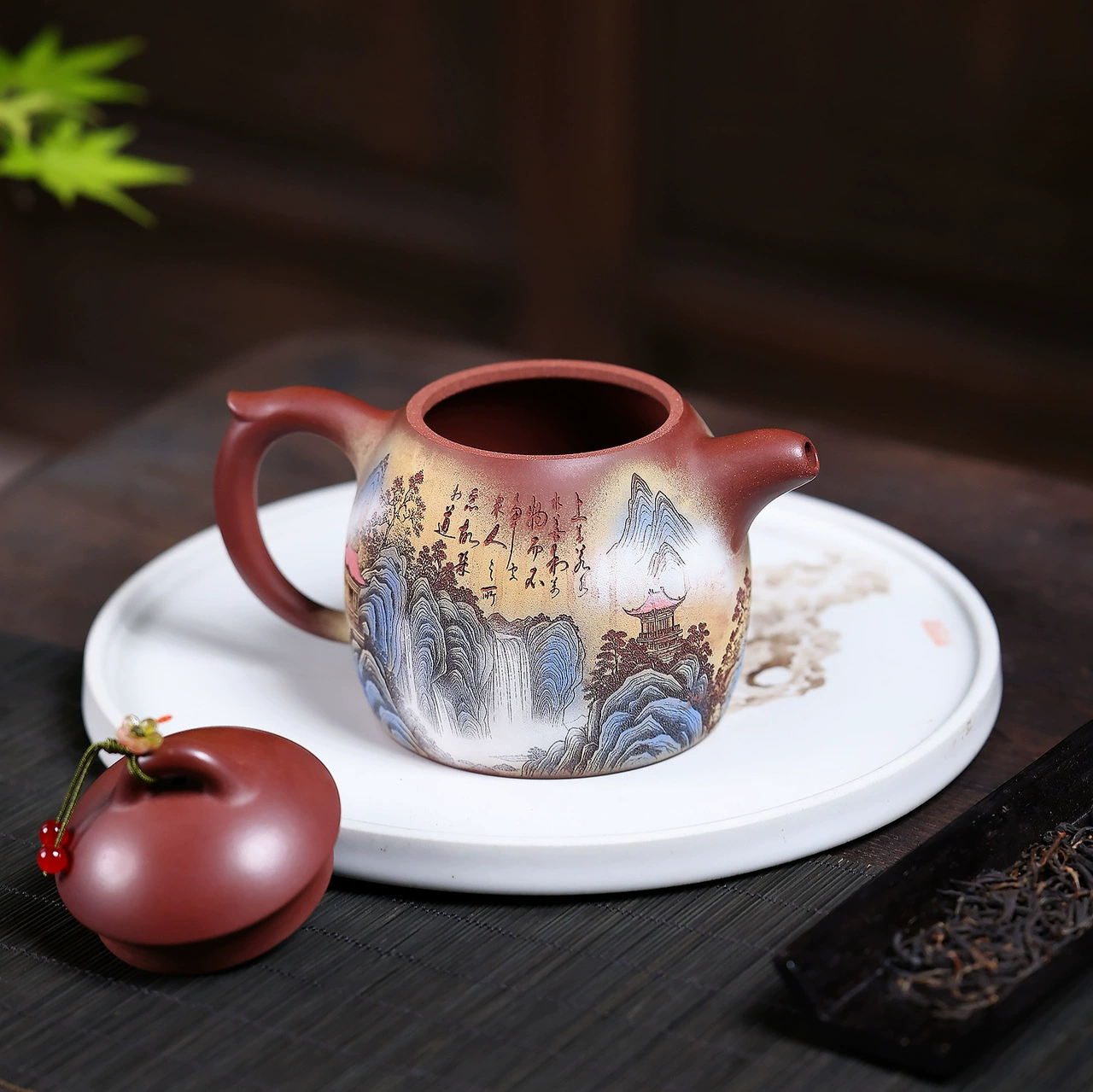 Handmade Painted Pavilion Qin Quan Zisha Teapot - Image 4
