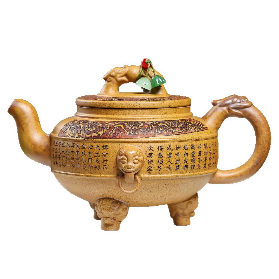 Handmade Three-Legged Treasure Ding Large Capacity Zisha Teapot - Image 2