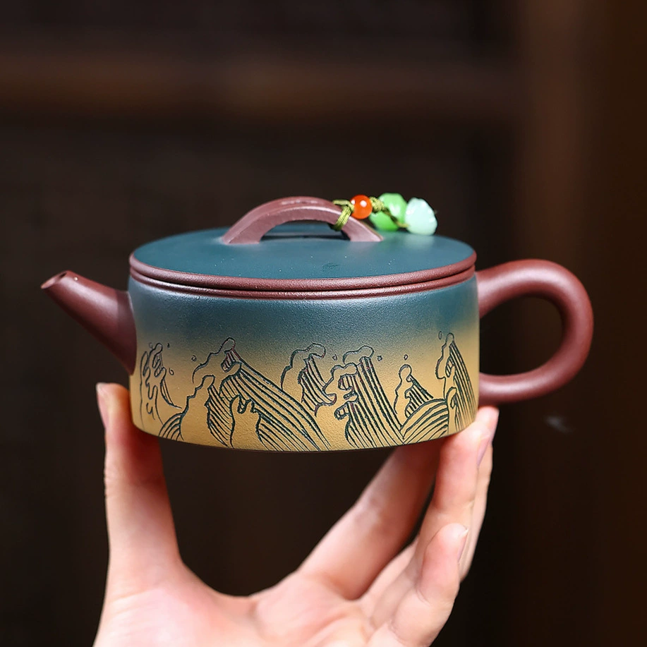 Handmade Dual-Color Guanhai Tingtao Han Wa Wide Mouth Teapot - Image 5