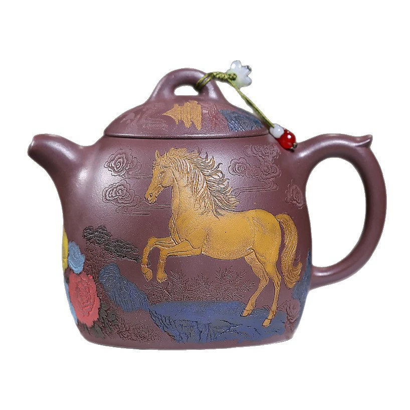 Steed Engraved Handcrafted Qinquan Chinese Tea Kettles - Image 2