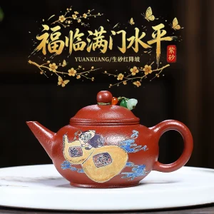 Handmade Blessing Abundant Whole Family Chinese Yixing Zisha Teapot