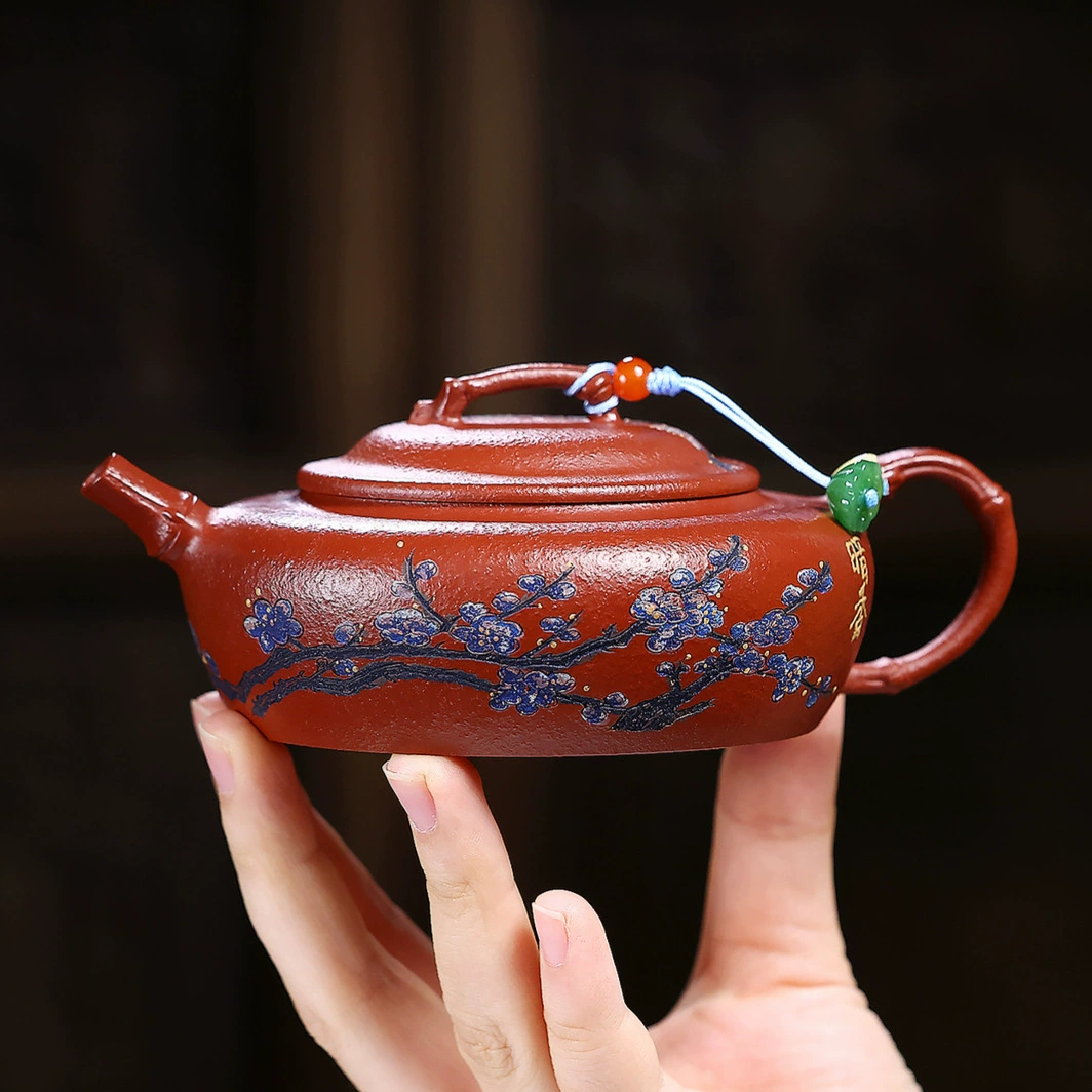 Chinese Tea Kettles Plum Blossom Decorated Flat Bianchen - Image 5