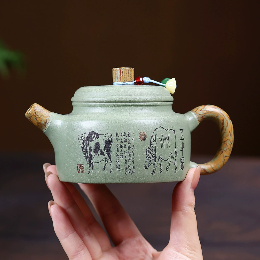 Wuniu Engraved Handcrafted Dezhong Yixing Zisha Teapot - Image 5