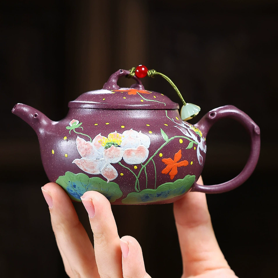 Handmade Lotus Pattern Antique Style Chinese Yixing Clay Teapot - Image 5