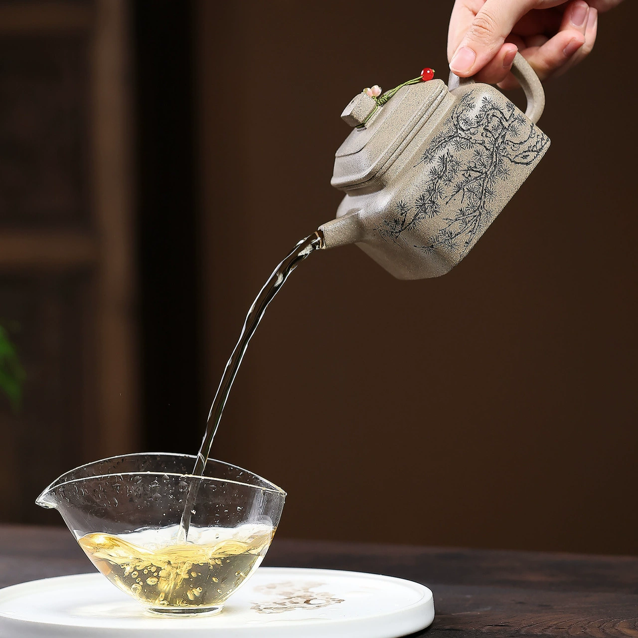 Semi‑Handmade Songying Sifang Dezhong Zisha Teapot - Image 4