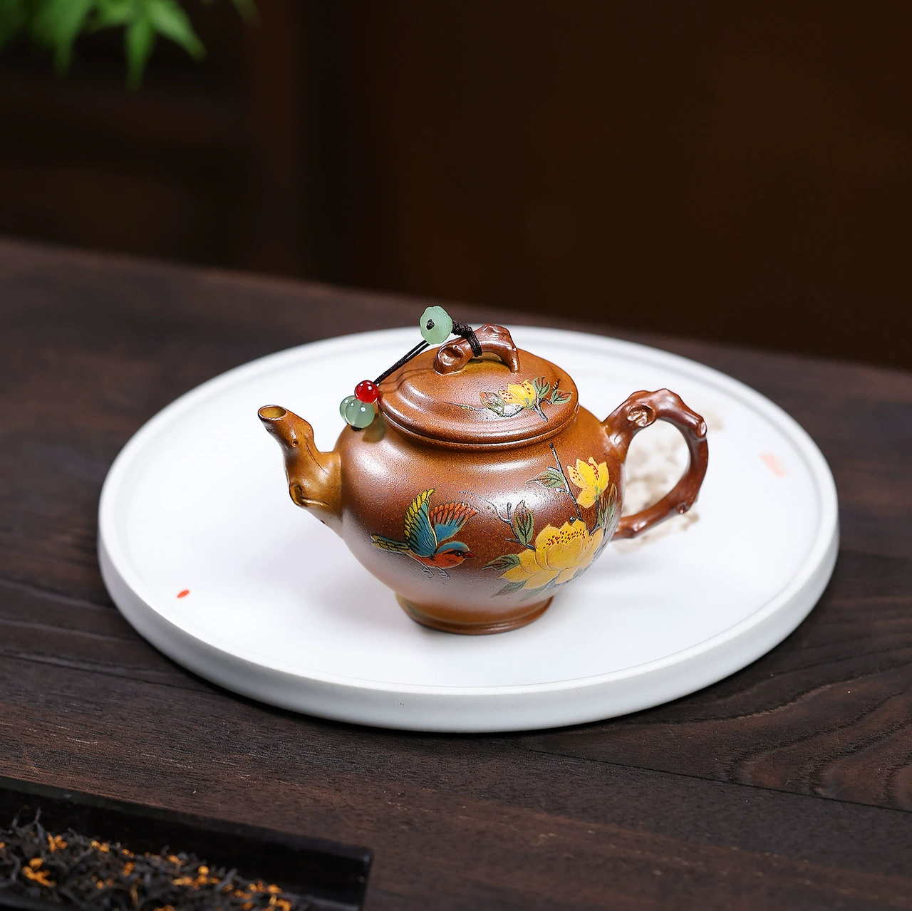 Handmade Magpie Spring Greeting Engraved Chinese Yixing Teapot - Image 5