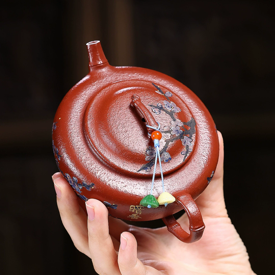 Chinese Tea Kettles Plum Blossom Decorated Flat Bianchen - Image 4