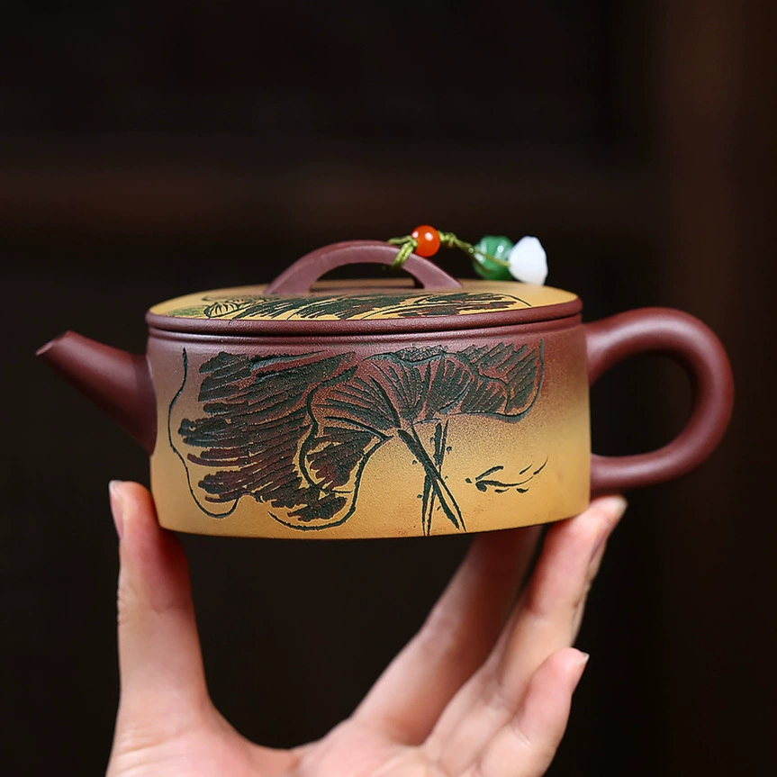 Semi-handmade Elegant Two-tone Hanwa Yixing Clay Teapots for Home Use - Image 5