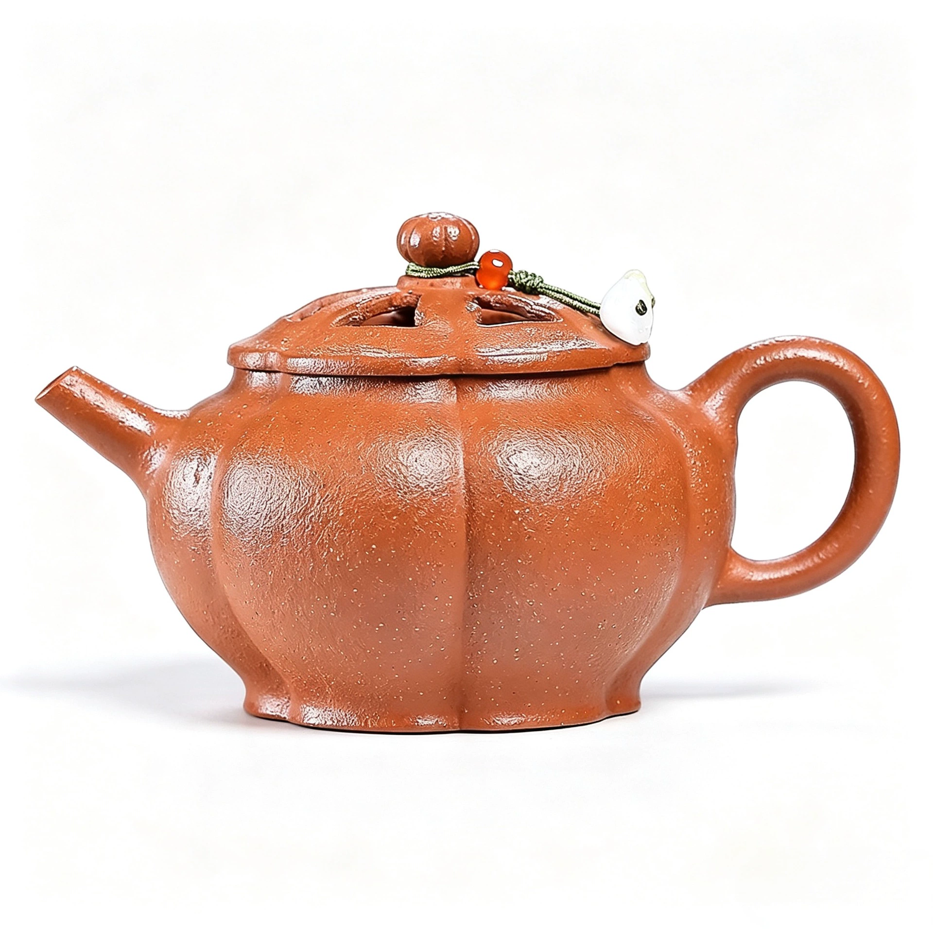 Handmade Ribbed Hollow-out Duozhi Teapot Zisha - Image 2