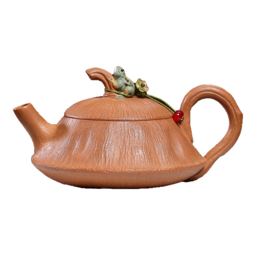 Handmade Lotus‑Leaf Shape Frog‑Carved Waming Chinese Tea Kettle - Image 2