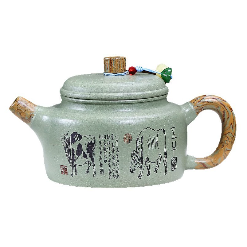 Wuniu Engraved Handcrafted Dezhong Yixing Zisha Teapot - Image 2