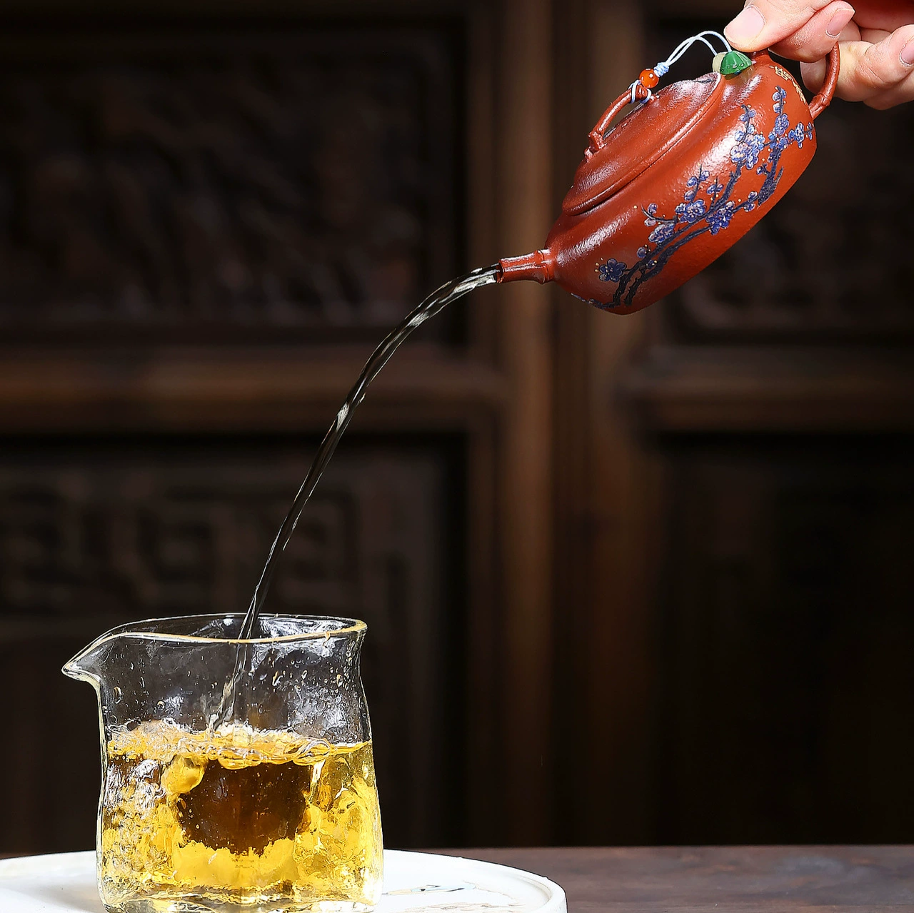 Chinese Tea Kettles Plum Blossom Decorated Flat Bianchen - Image 3