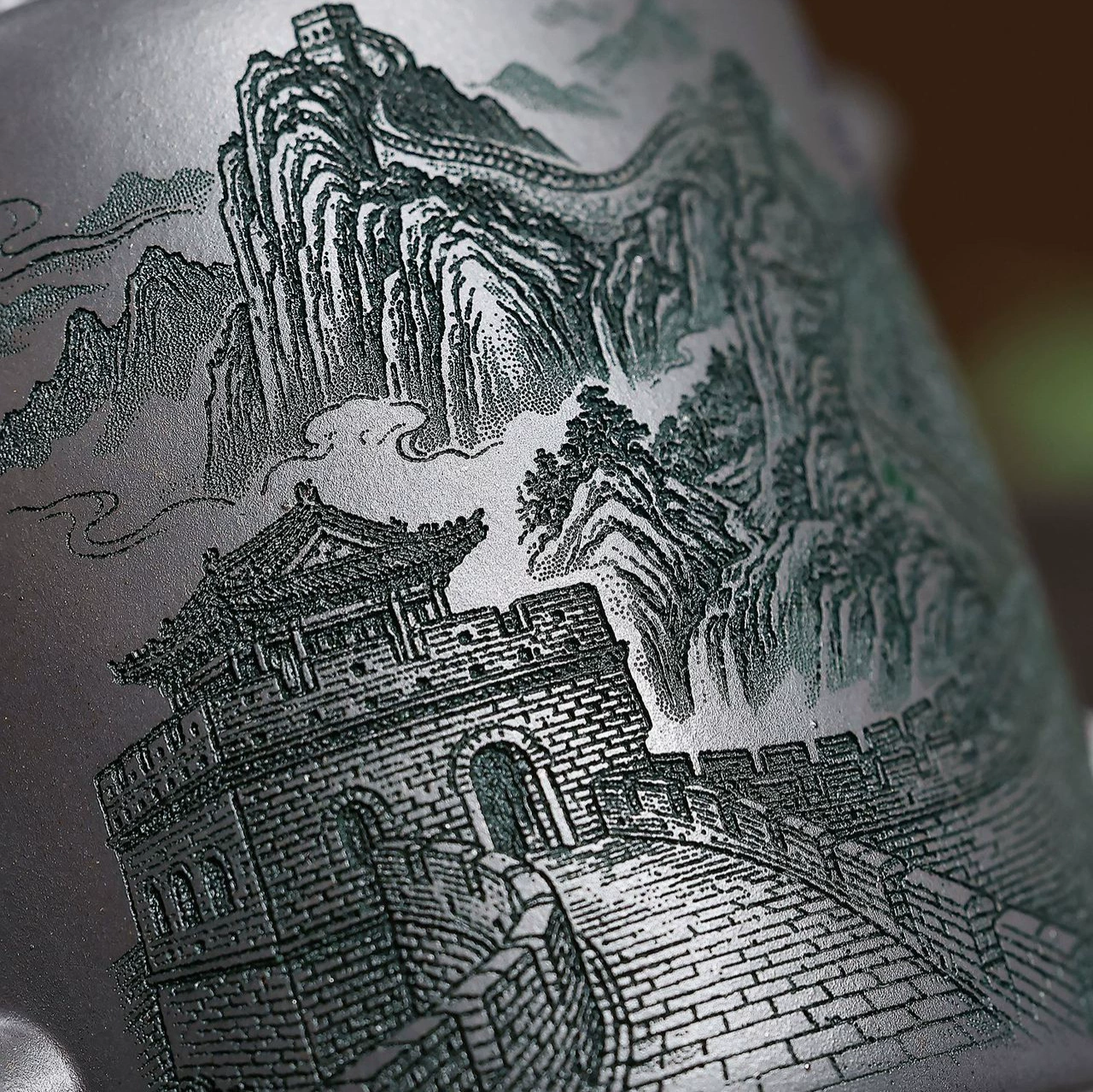 Handmade Yixing Teapot with Eagle and The Great Wall Engraving - Image 5