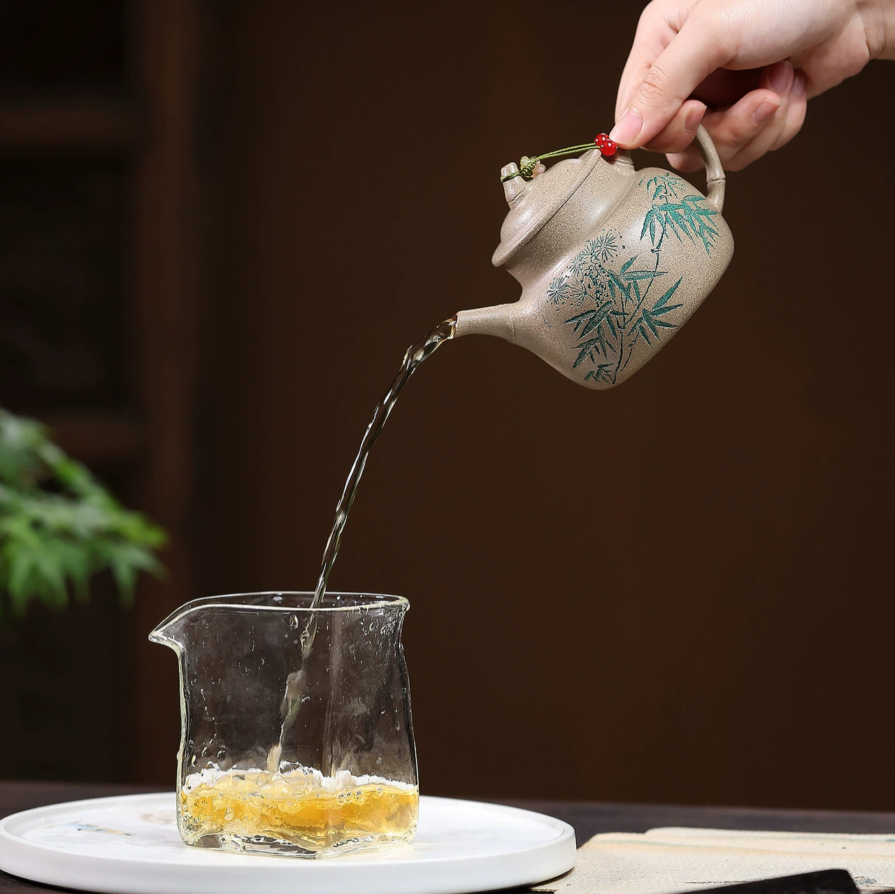 Handmade Bamboo Engraved Songfeng Zisha Teapot - Image 3