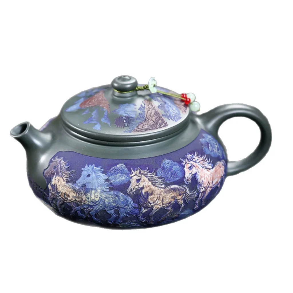 Handcrafted Eight Horses Cold River Chinese Clay Teapot