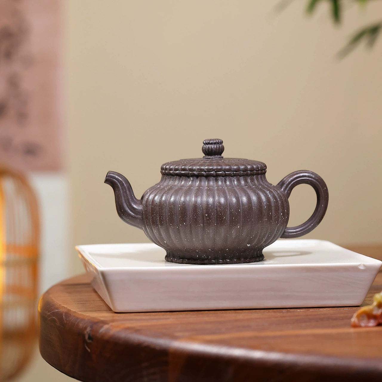 Semi‑Handmade Ribbed Texture Clay Teapot Chinese - Image 4