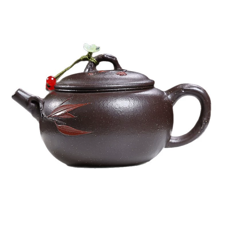 Handmade Zisha Teapot Golden Sand Bamboo Dun Shape
