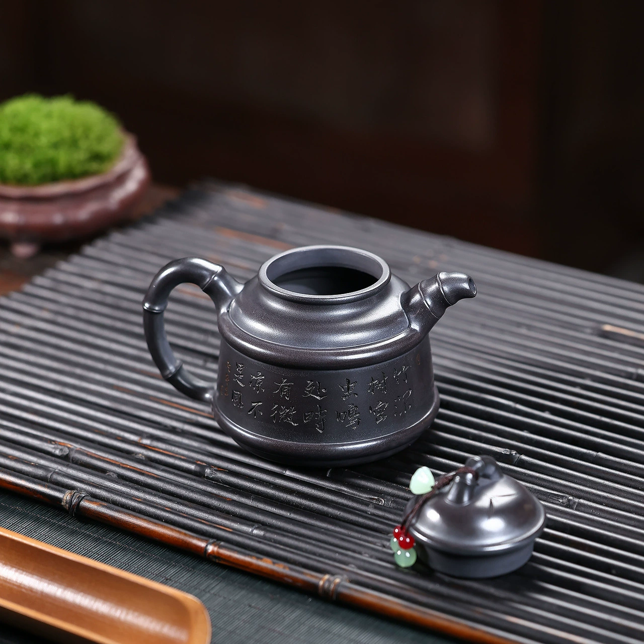 Handmade Bamboo Engraved Prototype yixing purple clay - Image 3