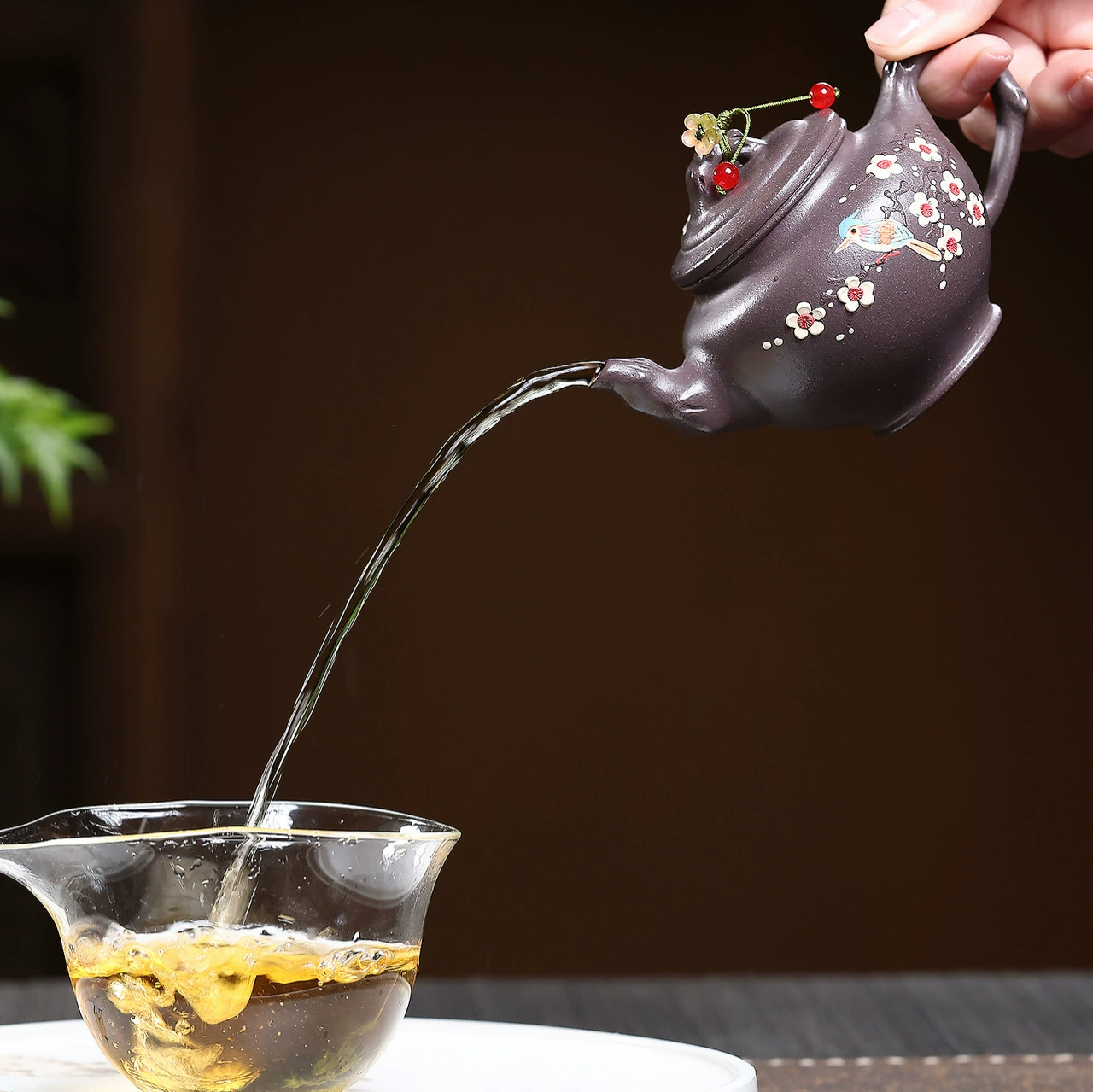 Bird Carved Semi‑Handmade Zisha Teapot for Collection - Image 2