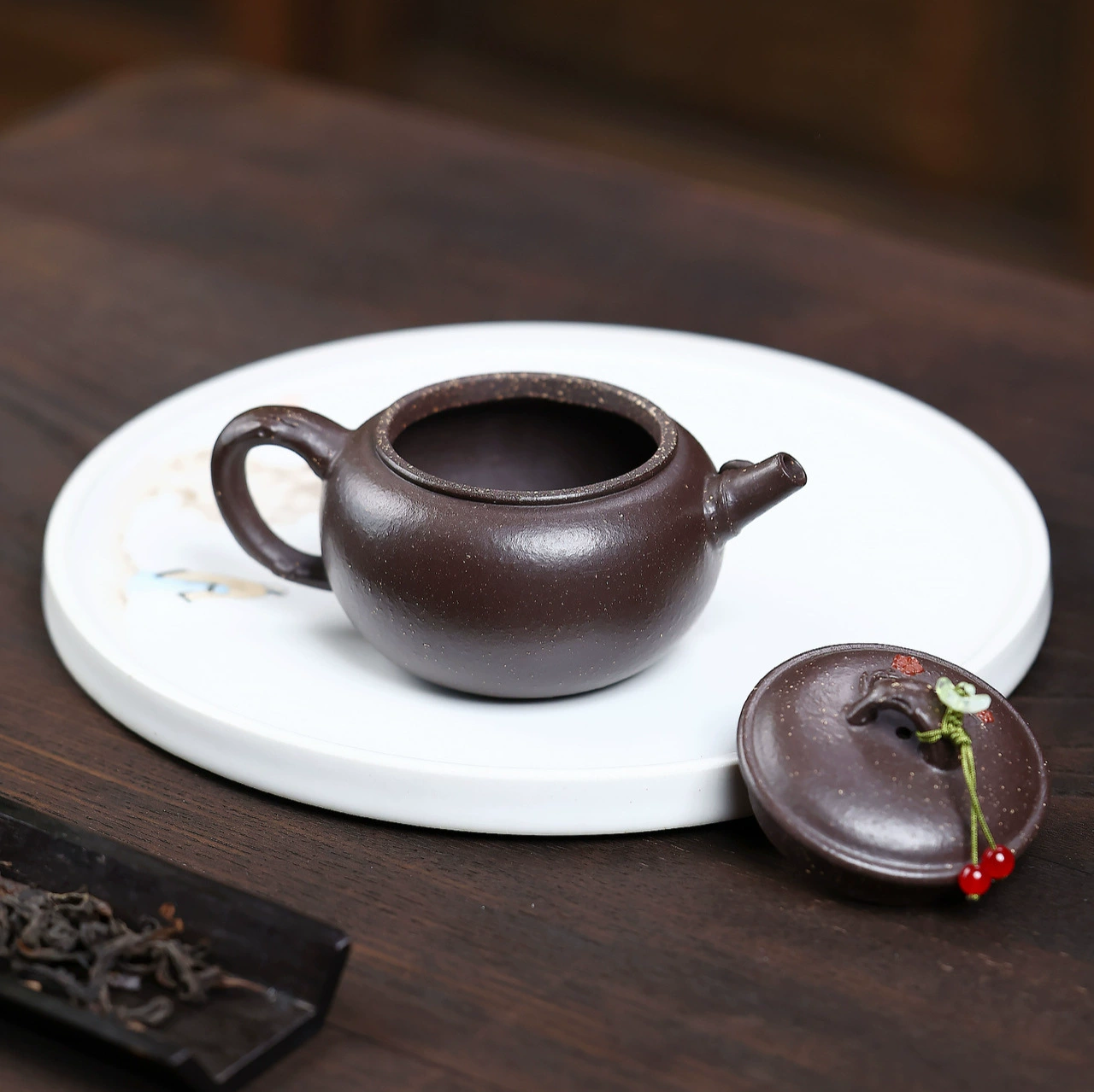 Handmade Zisha Teapot Golden Sand Bamboo Dun Shape - Image 3