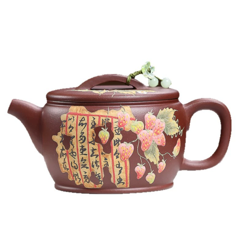 Semi-handmade Clay Teapot Calligraphy Carved Hanwa Shape