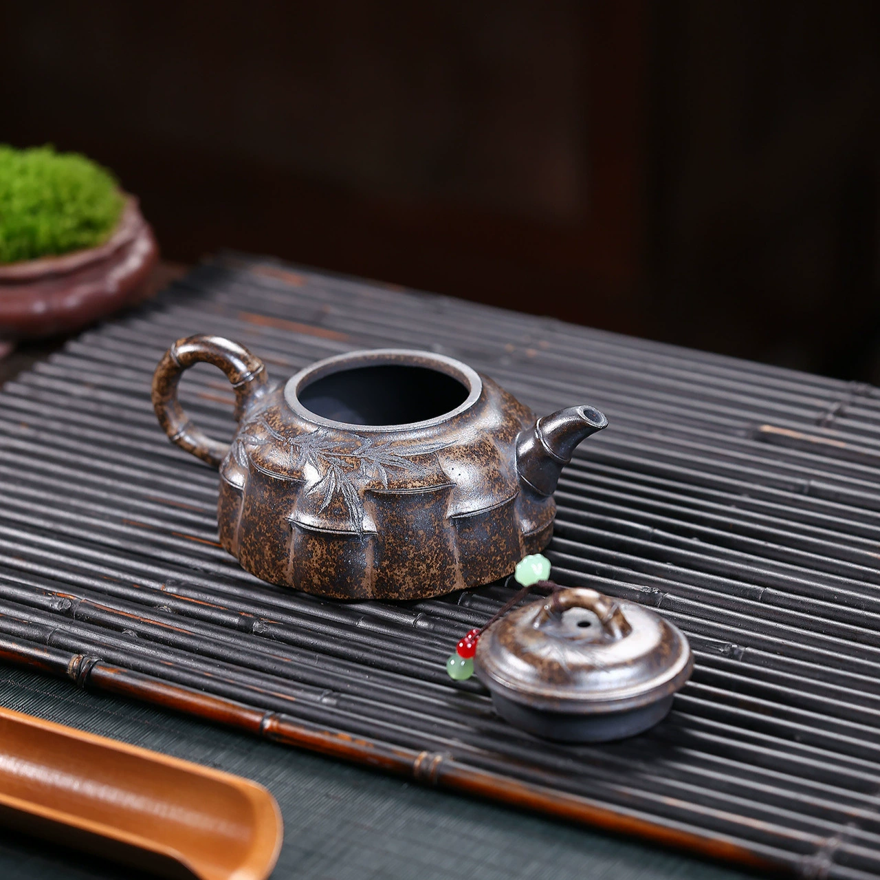 Handmade Wood-fired Double Blade Half Moon Clay teapot - Image 3
