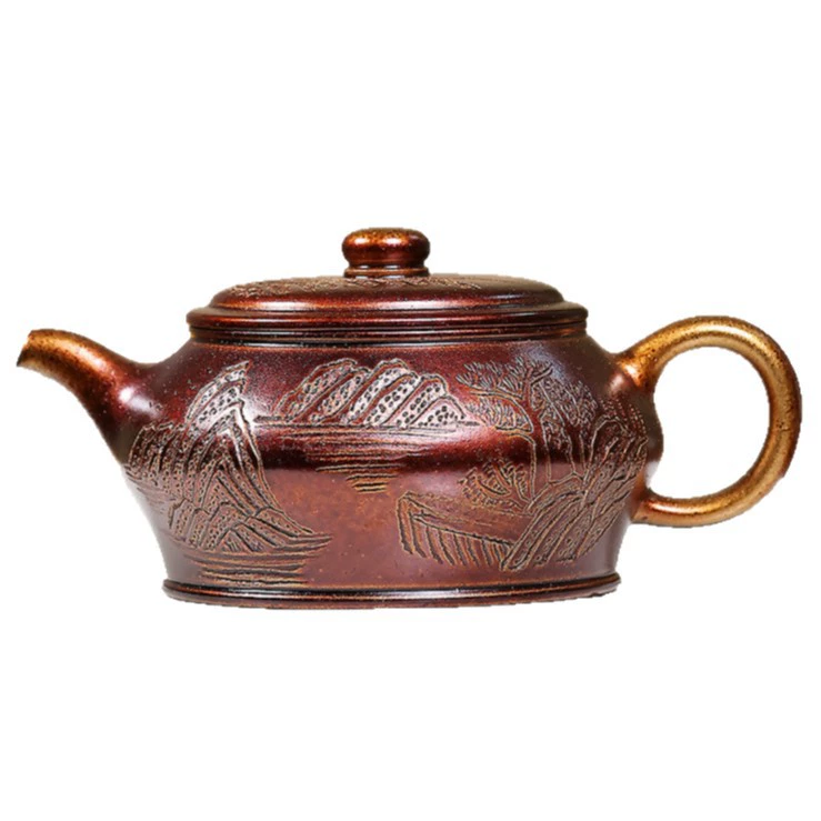 Handmade Shell‑Fired Manshu Zisha Teapot High‑End Collectible