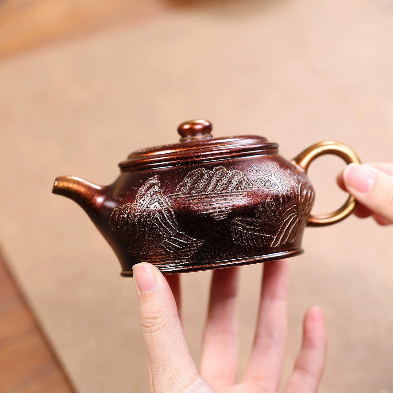 Handmade Shell‑Fired Manshu Zisha Teapot High‑End Collectible - Image 4